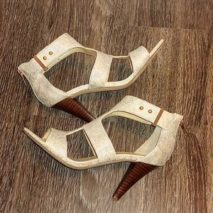 Silver Beige Unisa Sandals with Heel